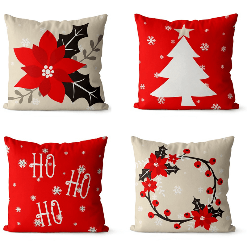 Kit 4 Capas de Almofadas Decorativas Natal HoHo - 45x45